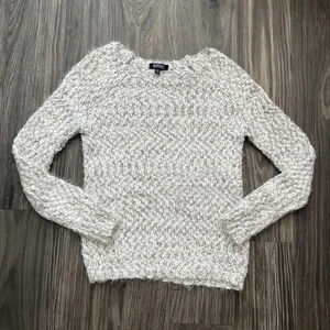 Buffalo David Bitton‎ Women’s Soft White Gray Thick Eyelash Knit Sweater Small